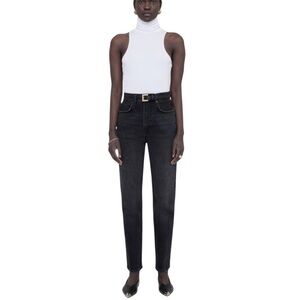 Anine Bing Bry jeans Raven Black straight leg high rise Sz 28 like new condition